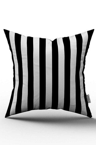 Cango Home Husă de pernă cu dungi decorative alb-negru cu imprimare digitală - Yst17