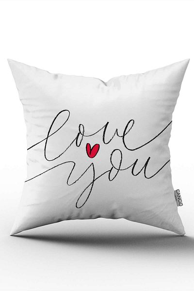 Cango Home Husă de pernă cu două fețe, albă, neagră, cu imprimare digitală Love You - Cgh336-ct