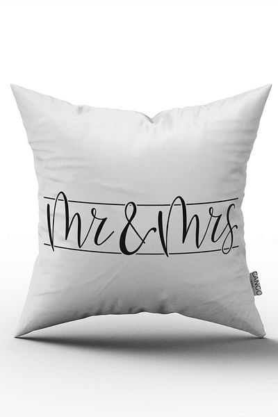 Cango Home White Black Women Men Mr. Mrs. Digital Printed Throw Pillow Cover - Cgh339