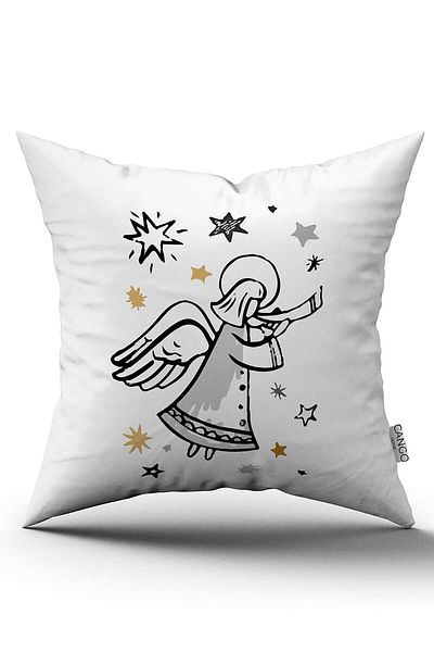 Cango Home Husă de pernă cu temă de Crăciun, gri maro, imprimată digitală Cgh860