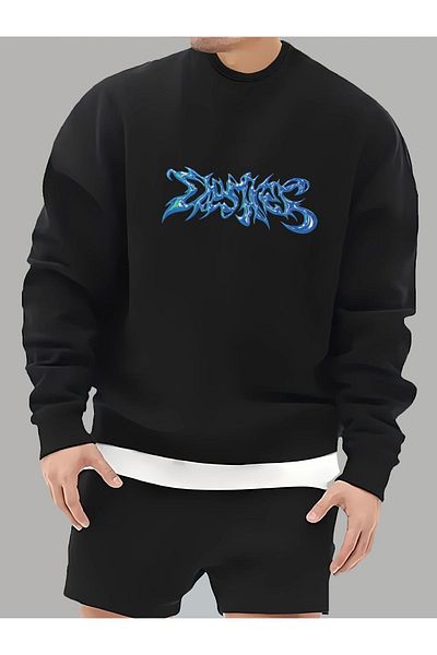 Moda Glo Унисекс суитшърт с щампа в син цвят