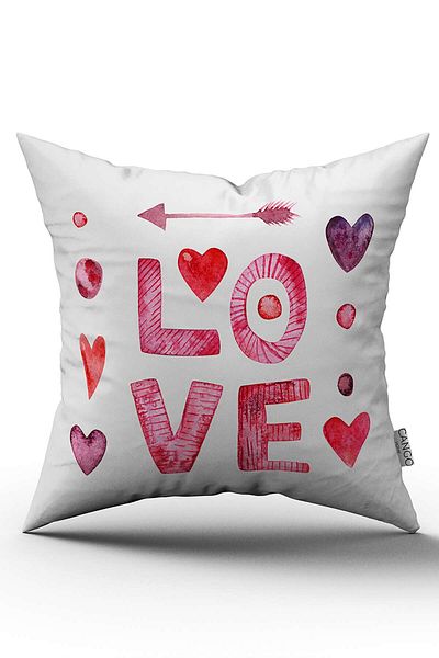 Cango Home Față de pernă decorativă roșie cu două fețe, cu imprimare digitală, scrisă cu dragoste - Cgh423-ct