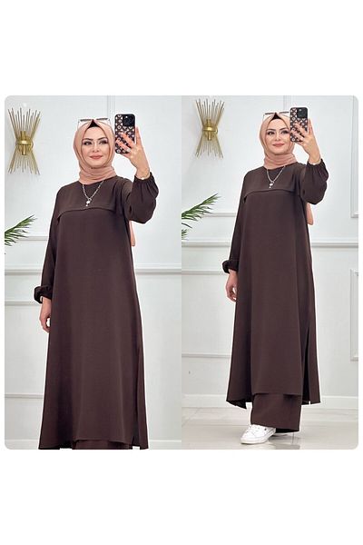 VALENS BOUTİQUE Σετ Φόρεμα Hijab και Παντελόνι μέχρι τον Αστραγάλο - Μακρύ Σετ Hijab