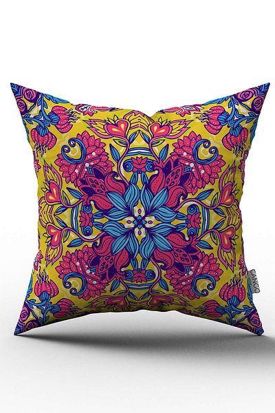 Cango Home Husă de pernă galbenă, multicoloră, cu modele etnice, imprimată digitală - Otyk449