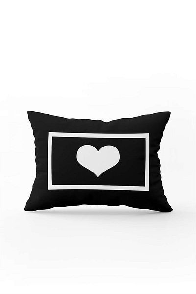 Cango Home Black and White Letter Double Sided Digital Printed Throw Pillow Cover Heart Sign