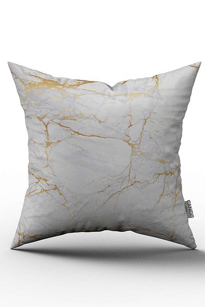 Cango Home Husă de pernă cu model de marmură cu granule de aur alb, galben, imprimat digital - Otyk303