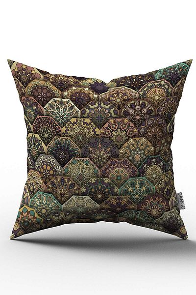 Cango Home Husă de pernă cu două fețe, maro, retro, vintage, florală, imprimată digitală - Otyk046-ct