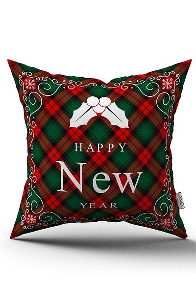 Cango Home Red Green Plaid Patterned Christmas Themed Digital Printed Throw Pillow Cover Cgh910