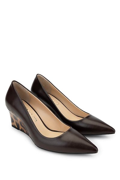 Tamer Tanca Women's Genuine Leather Brown Heeled Shoes