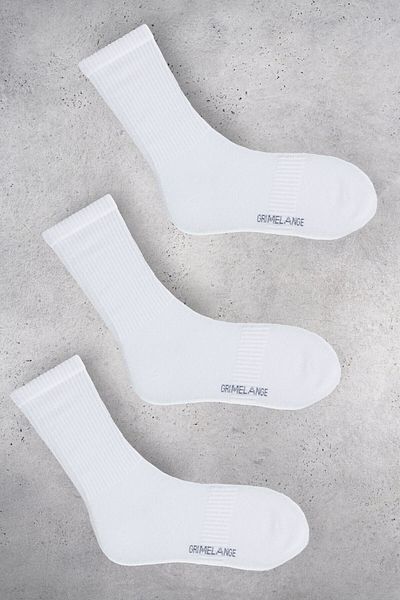 GRIMELANGE Isildur Men's Organic Cotton 3 Pack White Socks