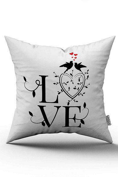 Cango Home Față de pernă Love Digital Printed Alb Negru - Cgh479