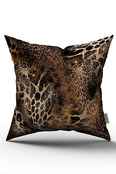 Cango Home Husă de pernă maro neagră cu model leopard cu imprimare digitală - Cgh349
