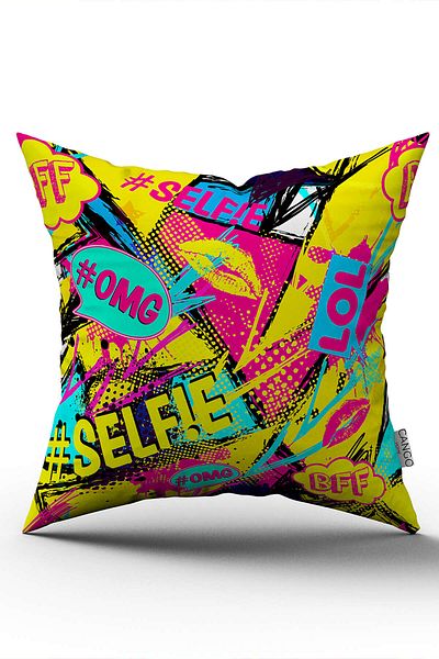 Cango Home Double Sided Black Multicolor Popart Style Modern Digital Printing Throw Pillow Pillow Case - Cgh442-ct