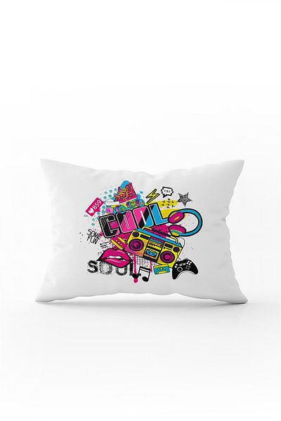 Cango Home Față de pernă albă, multicoloră, cu model Popart, imprimare digitală - Cgh420-3550 Imprimată pe două fețe
