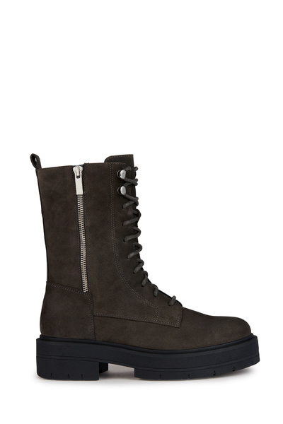 Geox Anthracite Suede Leather Women's Boots - Spherica Ec7, D36vdj00022c9002