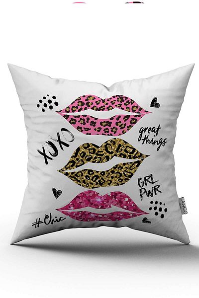 Cango Home Față de pernă cu două fețe, alb, roz, modern, cu imprimeu leopard, imprimare digitală - Cgh426-ct