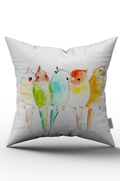 Cango Home Λευκό ροζ Flamingo Figured Digital Printed Throw Μαξιλαροθήκη - Otyk599