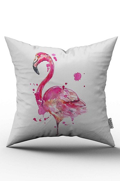 Cango Home White Black Tropical Flower Patterned Digital Printed Throw Pillow Cover - Otyk601