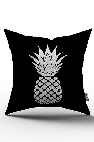 Cango Home Husă de pernă cu design special ananas alb-negru - Otyk569