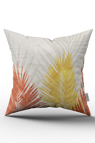 Cango Home Orange Yellow Tropical Leaf Patterned Digital Printed Throw Pillow Cover Cgh937