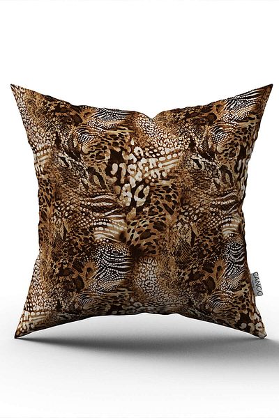 Cango Home Brown White Snake Leopard Zebra Pattern Digital Print Throw Pillow Pillow Case - Cgh369