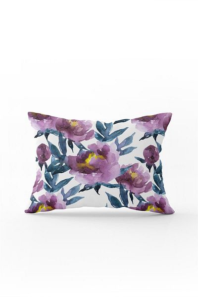 Cango Home Față de pernă cu două fețe, 35x50, alb, violet, cu flori - Cgh232-3550