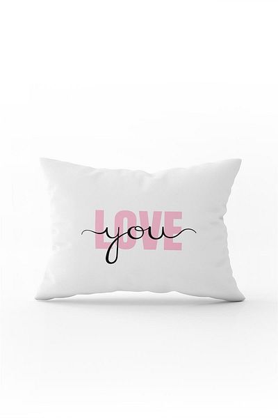 Cango Home Husă de pernă cu imprimare digitală, alb, roz, modern Love You - Cgh338-3550 imprimată pe două fețe