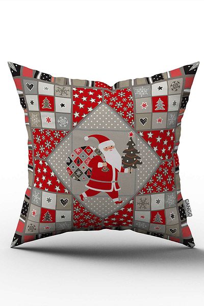 Cango Home Red Gray Christmas Themed Digital Printed Throw Pillow Cover Cgh823