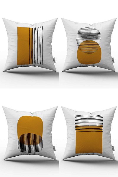 Cango Home Set de fete de pernă cu model abstract și modern, galben negru, imprimat digital, 4kmbs127