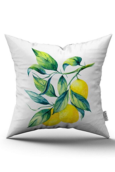 Cango Home Husă de pernă albă, galbenă, cu model de lămâie, imprimată digital...