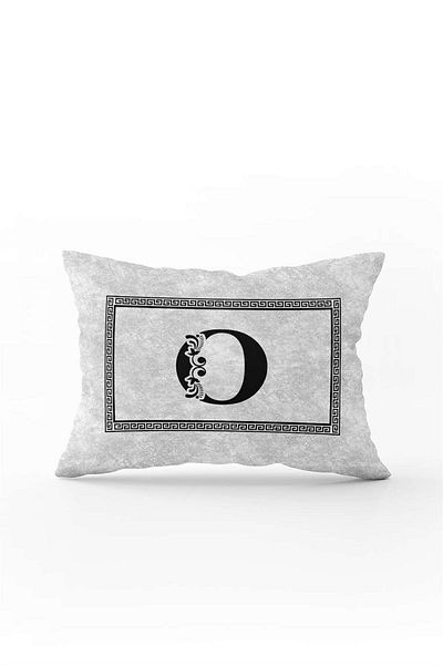Cango Home Gray Black Letter Double Sided Digital Printed Throw Pillow Cover Letter O