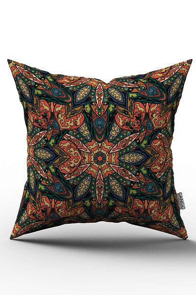 Cango Home Husă de pernă cu model retro vintage, verde portocaliu, imprimată digitală - Otyk250