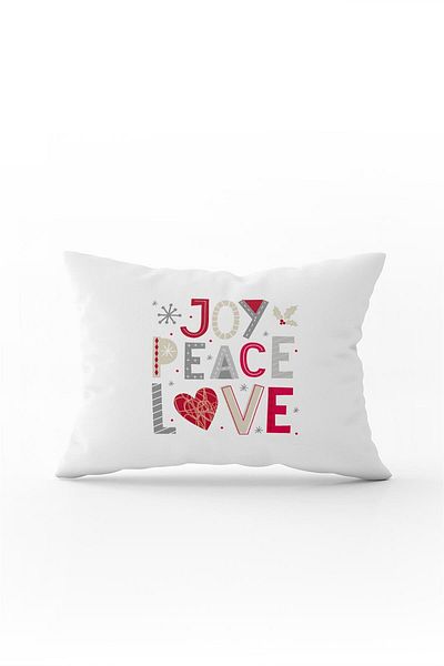 Cango Home Alb Roșu Joy Peace Love Scris Decorativ Imprimare Digitală Husă de Pernă - Cgh462-3550 Pereche