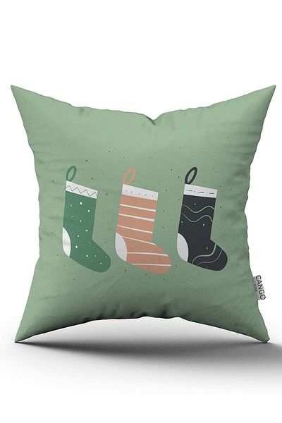 Cango Home Pink Green Christmas Themed Digital Printed Throw Pillow Cover Cgh868