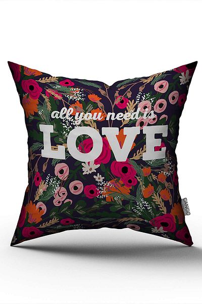 Cango Home Double Sided White Floral Love Written Digital Printing Throw Pillow Pillow Cover - Cgh466-ct