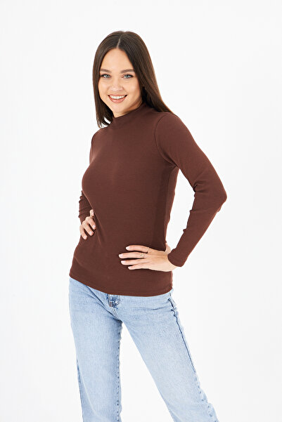 CrazyShopping Γυναικεία πλεκτή μπλούζα με ζιβάγκο με ραβδώσεις