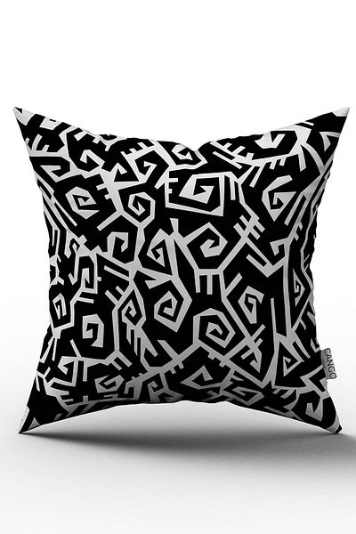 Cango Home Husă de pernă cu două fețe, albă, neagră, cu model geometric, imprimată digitală - Otyk459-ct