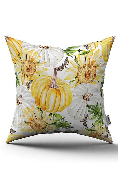 Cango Home Orange Halloween Pumpkin Patterned Digital Printed Throw Pillow Cover Cgh752