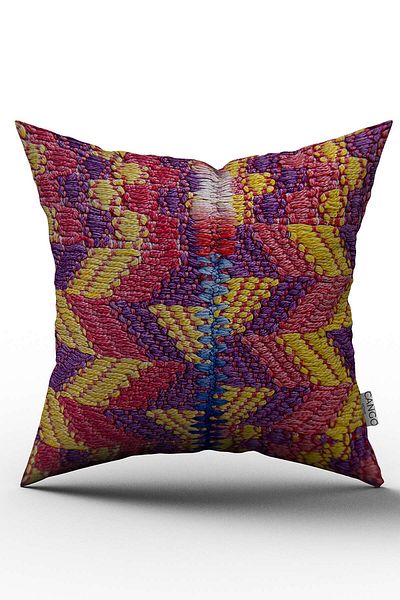 Cango Home Ροζ κίτρινο vintage μοτίβο ψηφιακής εκτύπωσης κάλυμμα μαξιλαριού - Otyk353