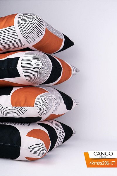 Cango Home Κάλυμμα μαξιλαριού ριχτάρι διπλής όψης καφέ μαύρο Bohemian Nordic με μοτίβο 4 τεμαχίων σετ 4kmb