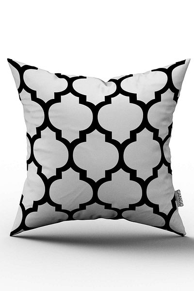 Cango Home Husă de pernă cu model geometric modern alb negru cu imprimare digitală - Otyk551
