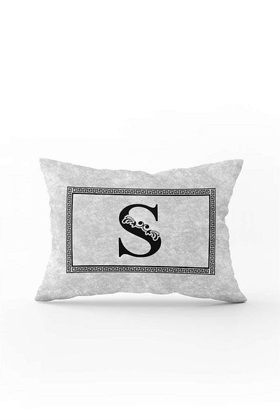 Cango Home Gray Black Letter Double Sided Digital Printed Throw Pillow Cover Letter S