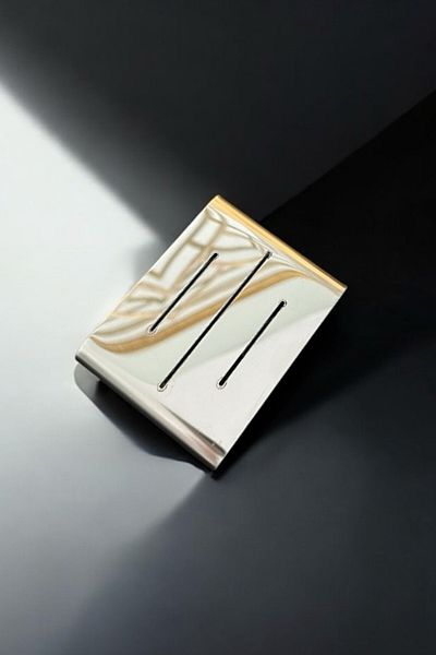 GO BLOBS Silver Solid Soap Dispenser Dish Sponge Holder Striped Stainless Metal Decorative Luxury Dowry Dowry Holder