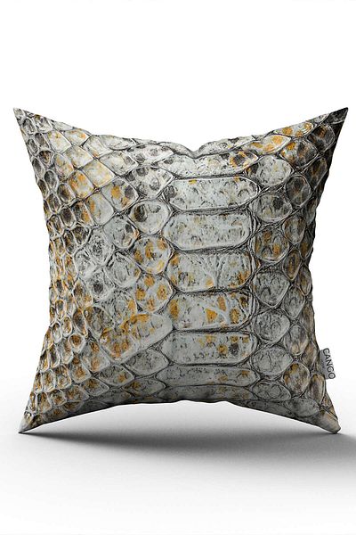 Cango Home Double Sided Yellow Gray Snakeskin Patterned Digital Printing Throw Pillow Pillow Case - Cgh378-ct