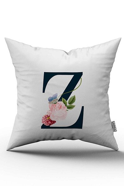 Cango Home Husă de pernă cu litere florale roșii Litera Z