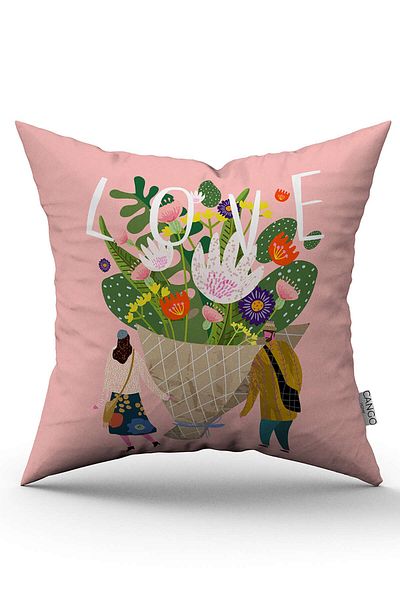 Cango Home Pink and White Modern Valentine's Day Themed Digital Printed Throw Pillow Cover Cgh993