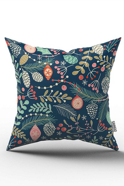 Cango Home Față de pernă cu temă de Crăciun, verde, multicoloră, imprimată digitală - Cgh294