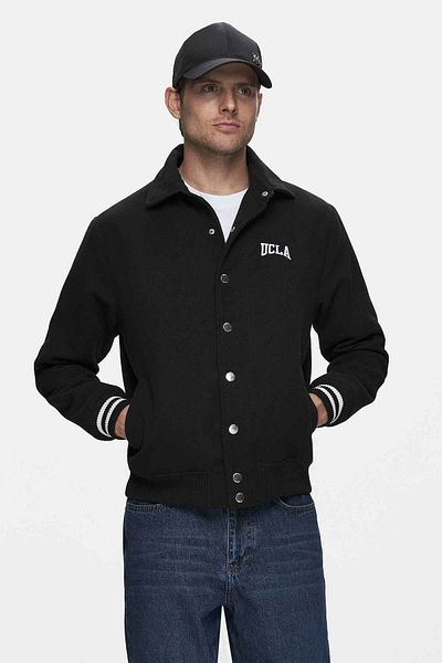 UCLA Keane Black Stamp College Jacket Snap Fastener Standard Fit Men's Jacket