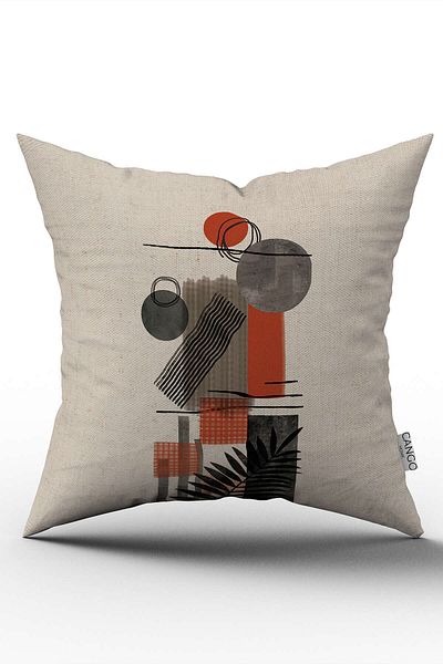 Cango Home Orange Cream Bohemian Modern Patterned Digital Printed Throw Pillow Cover Cgh935