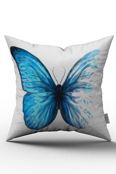 Cango Home Husă de pernă cu design special Blue Butterfly pe două fețe - Otyk575-ct